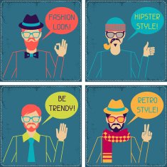 Hipster cards in retro style N2