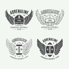 Set of vintage rugby and american football labels emblems N2