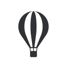 Hot air balloon vector icon minimal flat design style silhouette