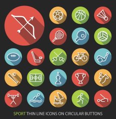 Sport Icons with Buttons on Black Background