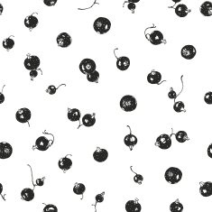 Seamless pattern illustration with hand drawn blackcurrant berries