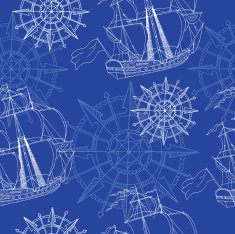Seamless pattern with ships and compass N2