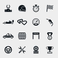 Car race icons set N2