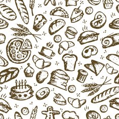 Bakery seamless pattern sketch background for your design