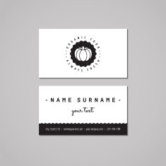 Organic food business card design concept Food logo with pumpkin