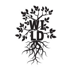 Tree leafs roots and text WILD