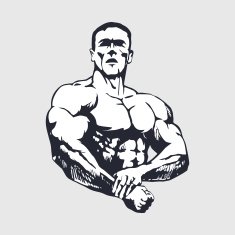 Hand drawn muscular man - Bodybuilder