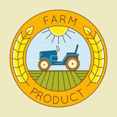 Farm tractor emblem logo - natural farm product