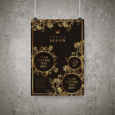 luxurious floral poster template design