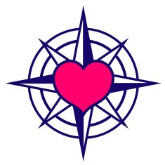 Starred compass with heart icon N2
