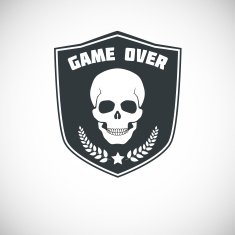 Game over symbol with skull