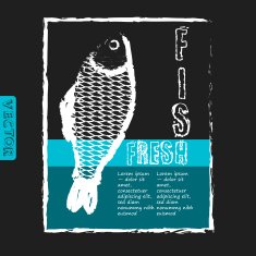 vector template for fish menu with retro effect
