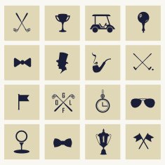 Vector Illustration with set golf of icons