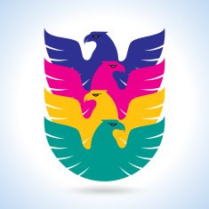 Graceful soaring eagle logo with outstretched wings
