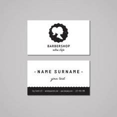 Barbershop business card design concept Logo with ponytail hairstyle woman