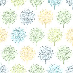 Summer trees colorful seamless pattern background