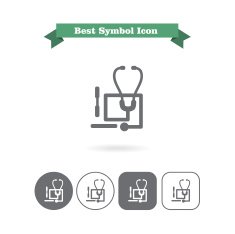 Stethoscope and tongue depressors icons