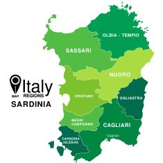 Regions map of Italy Mappa delle regione Sardinia