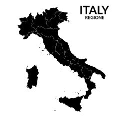 Regions map of Italy Mappa delle regioni Italia
