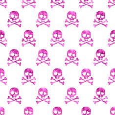 Pink glitter skulls in love seamless pattern