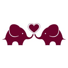 Two cute elephants holding a heart N2