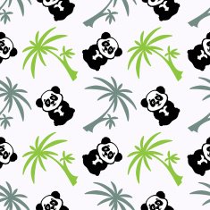 Seamless pattern with palm tree panda bear