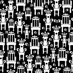 white icons of furniture on seamless pattern