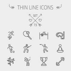 Sports thin line icon set N4