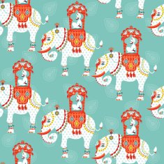 Decorated indian elephant with maharaja Seamless background pattern