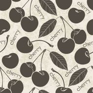 Seamless pattern with cherry Monochrome vector background
