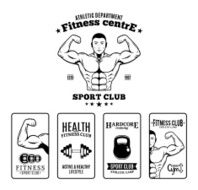 Bodybuilding and Fitness Gym Labels Emblems