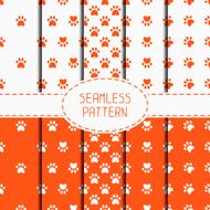 Set of seamless pattern Animal footprints cat dog Wrapping paper