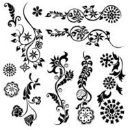 Set swirling decorative flower ornament