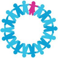 Purple girl in blue boys circle