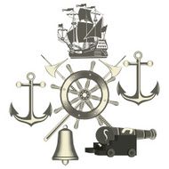 Set of vintage nautical labels icons and design elements N4