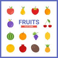 Flat fruit icons set