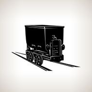Silhouette coal mine trolley