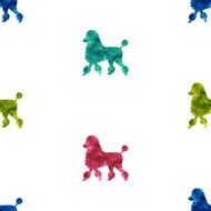 Cute walking poodle dog silhouettes seamless pattern