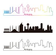 Ankara skyline linear style with rainbow