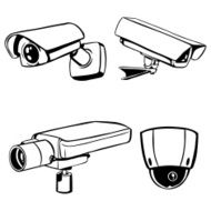 vector silhouettes of CCTV cameras