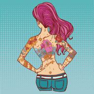 Red haired tattooed girl illustration N2