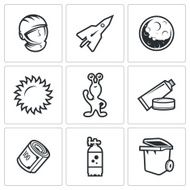 Space flight icons Vector Illustration