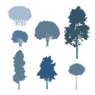 Set of trees silhouettes