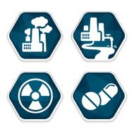 Blue vector cancer risk factors icons set