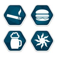Blue vector cancer risk factors icons set N2