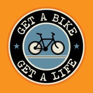 Abstract label with bicycle