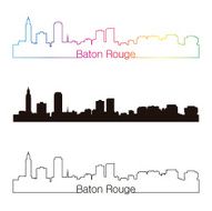Baton Rouge skyline linear style with rainbow