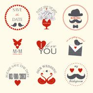 Vector collection of decorative wedding icons N3