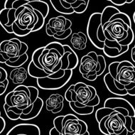 Seamless pattern with roses contours Vector illustration