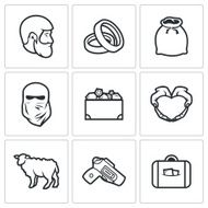 Custom wedding - bride price icons Vector Illustration N2
